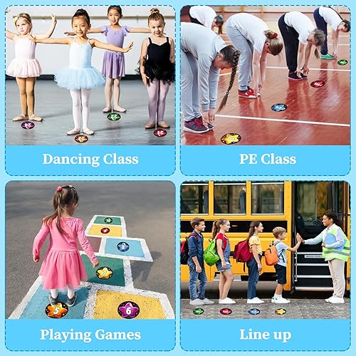 Miniatura 6 de SICOHOME Pegatinas de línea para el aula, 36 unidades, puntos de línea de vinilo, adhesivos de números extraíbles de 4 pulgadas para decoraciones de