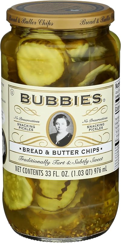 Bubbies Bread & Butter Pickle Chips 33 oz Glass Jar