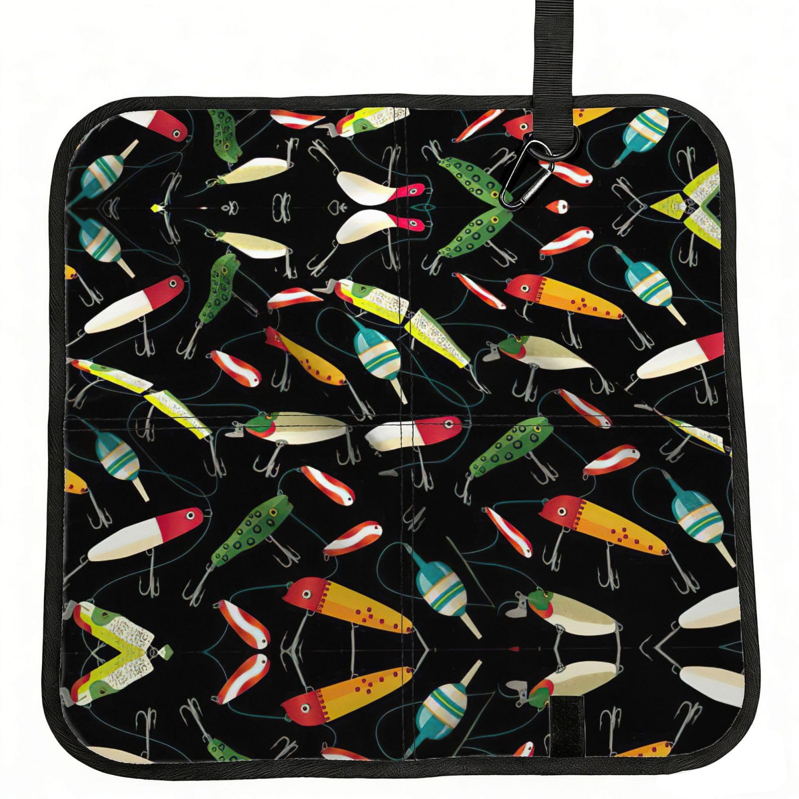 SDEGTHO Fishing Lure Printed Foldable Seat Pad with Closure, Lightweight Cushion for Airplane Travel Camping