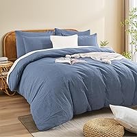 Vista 82 de NEXHOME PRO Funda de edredón Twin XL 100% algodón lavado, transpirable, duradera, texturizada, similar al lino, juego de ropa de cama para el hogar