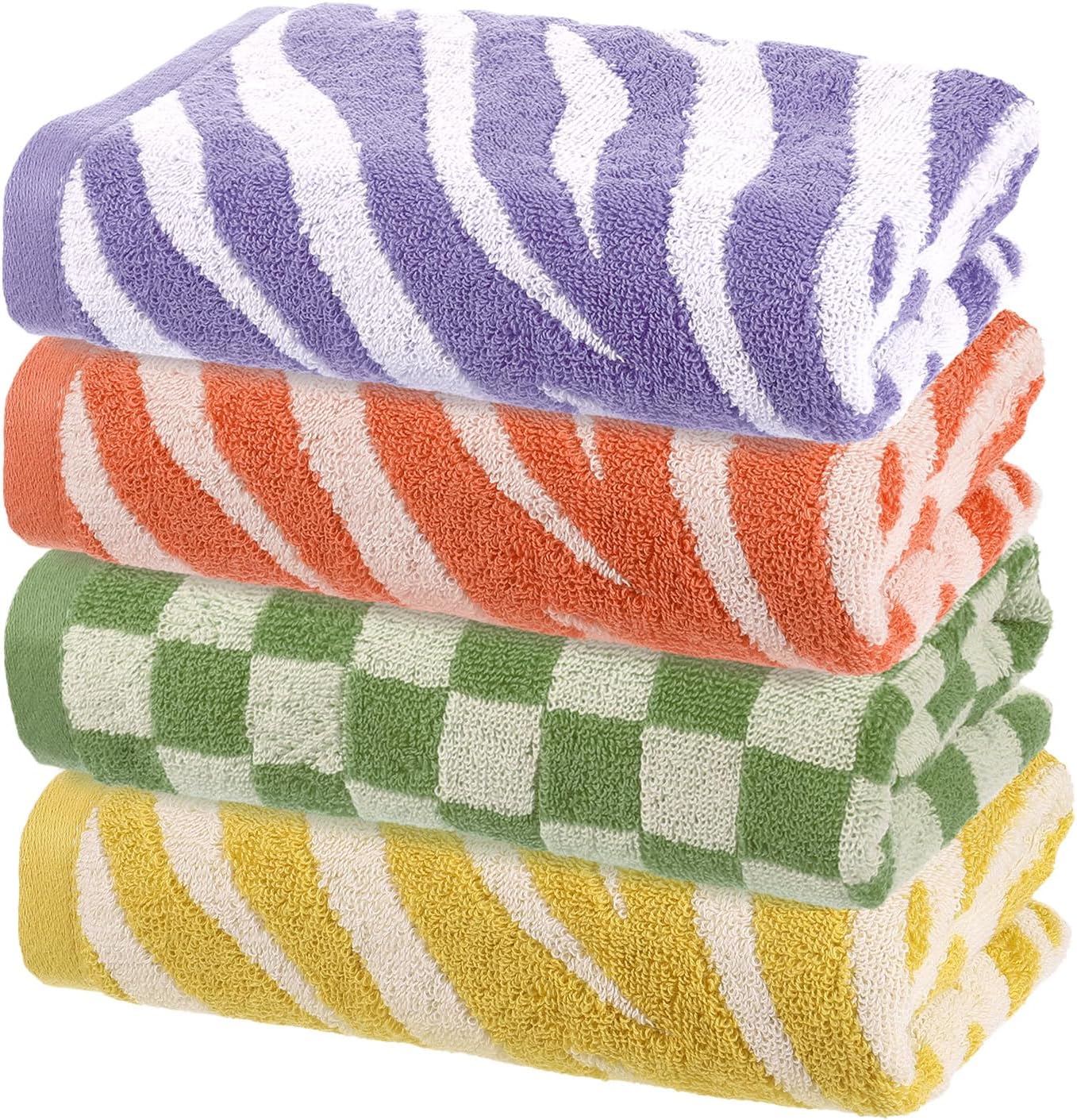 uxcell 4 Pcs Bathroom Hand Towels Red Soft Absorbent Face Towels Cotton Wash Cloths 13 x 29 Inch Kitchen Hand Towels for Bathroom Gym Drying Hand Face Hair (Tiger Stripe)