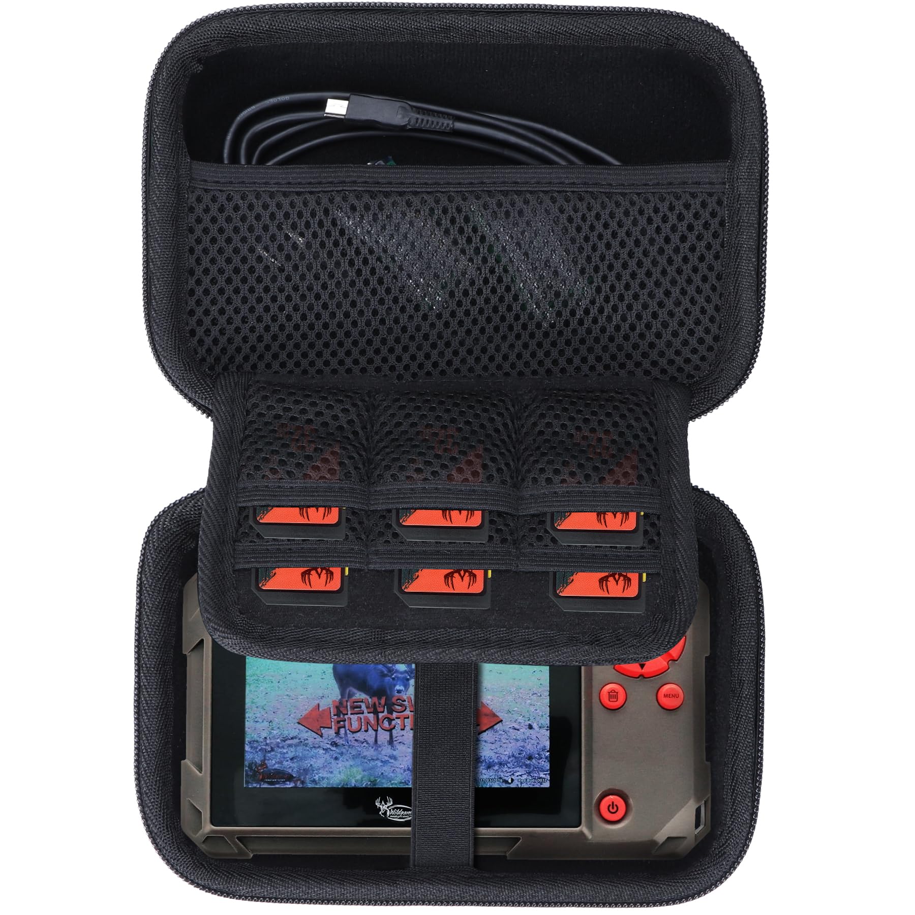 Lebakort Storage Case Compatible with WILDGAME Innovations Trail Pad Swipe VU60 / Stealth Cam SD Card Viewer 4.3" Touch Screen (Black Case)