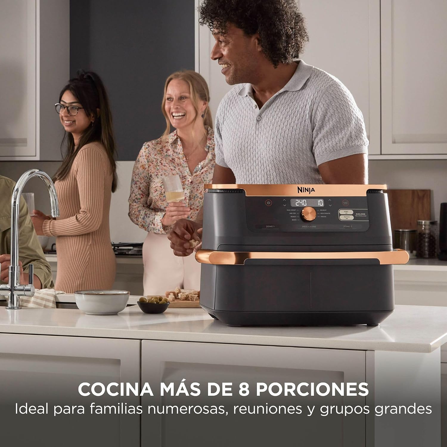 Foto 2 de Ninja Foodi FlexDrawer AF500EUCP, Freidora de Aire Dual Zone 10,4L