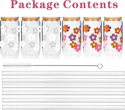 Miniatura 5 de Mason Life Vasos de vidrio con tapas y pajitas, vasos de vidrio en forma de lata de 20 onzas, vasos para beber, vasos de café helado, taza