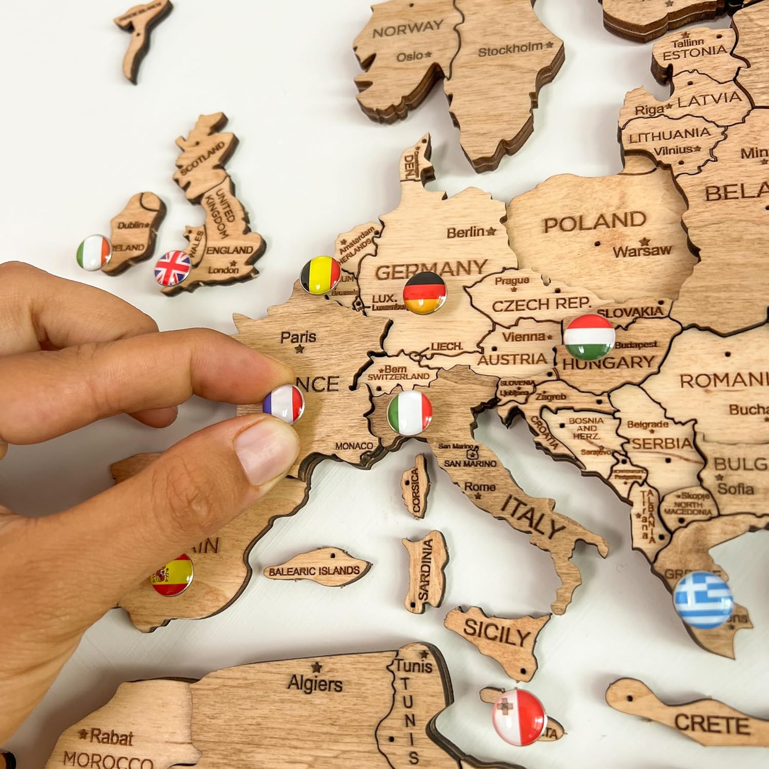 3D Wood Map Wall Art - Wooden World Map, Housewarming Gift - Wood Wall Art World Travel Map - Gift for First Home, Wood Wall Decor, Anniversary Gifts (Map, Gold, L)