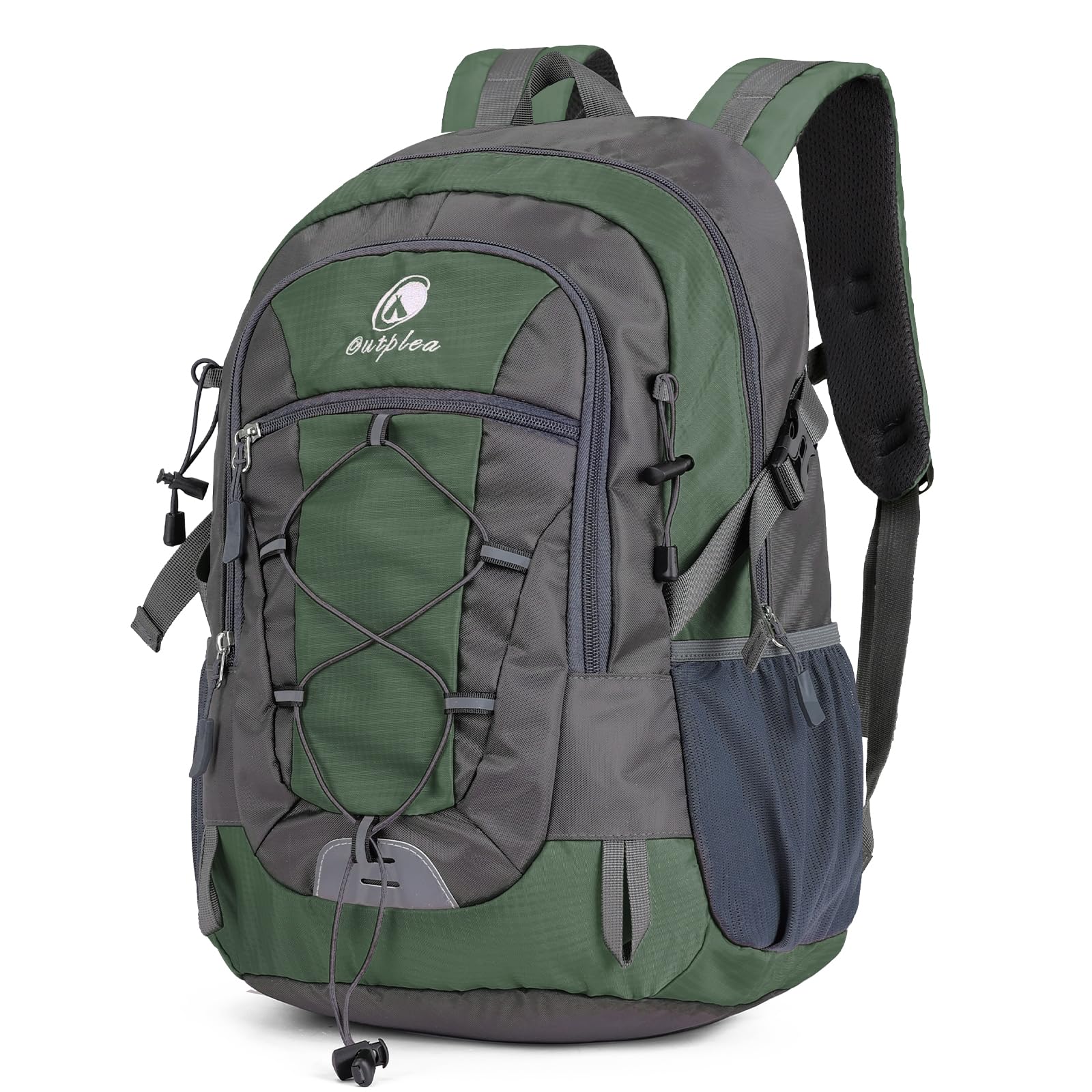 Outplea 25L Hiking Backpack for Men Women, Lightweight Outdoor Rucksack for Trekking Climbing Sports, Casual Daypack for Travel School Work, Green