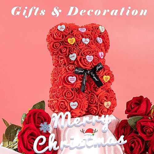 Miniatura 2 de U UQUI Regalos de cumpleaños de oso de rosas para mujeres, oso de flores de cumpleaños y pulseras para mujer, oso de peluche de rosas con corazones
