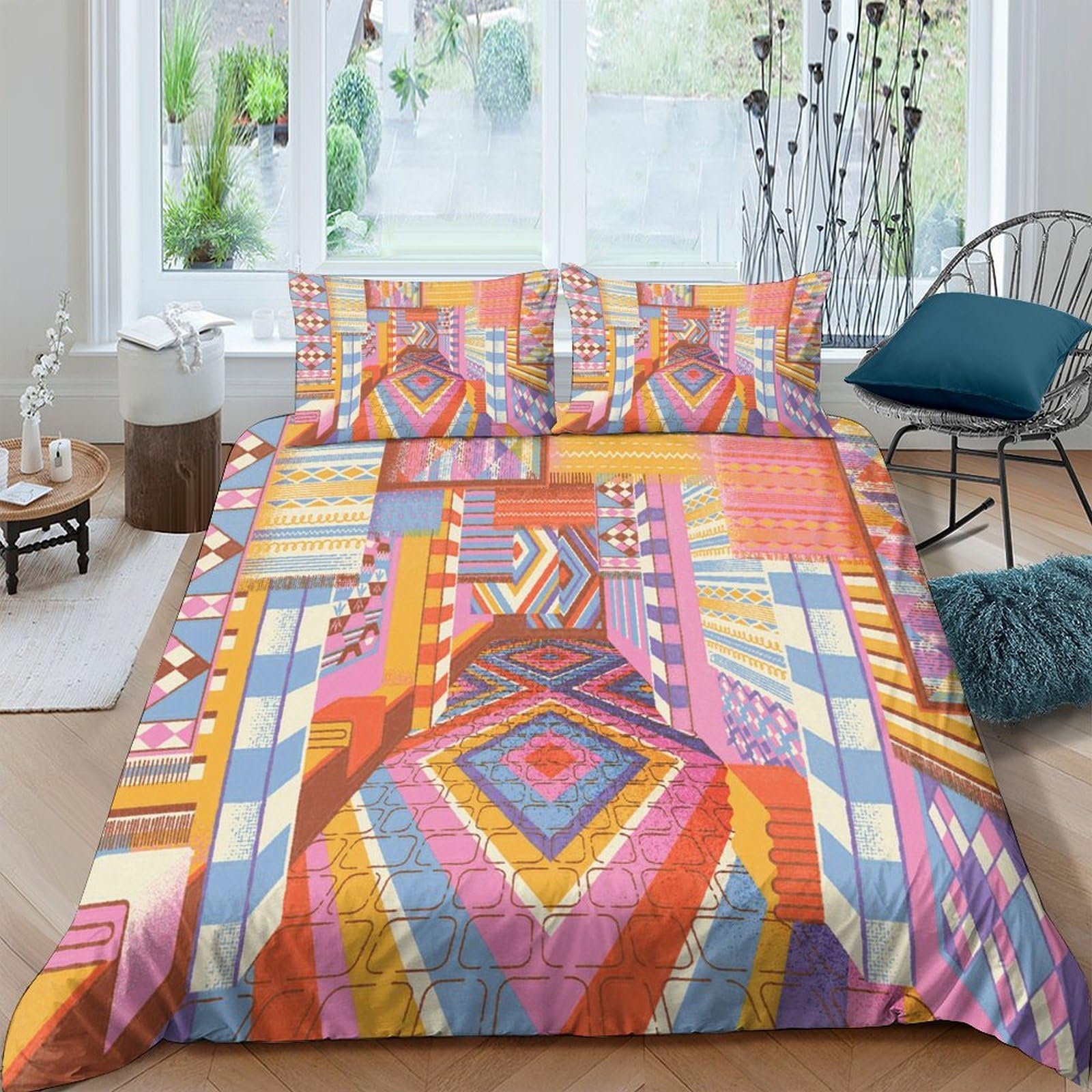 Ctjqhvkz Style-2 3D Printed Boho Geometric Fitted Sheet Microfiber Soft Breathable Aztec Pattern Mattress Cover For Bedroom Guest Room Decor Single（135X200cm）