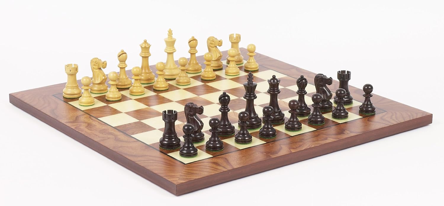 Prince Staunton Rosewood Chessmen & Agostino Luxury Chess Board from Italy