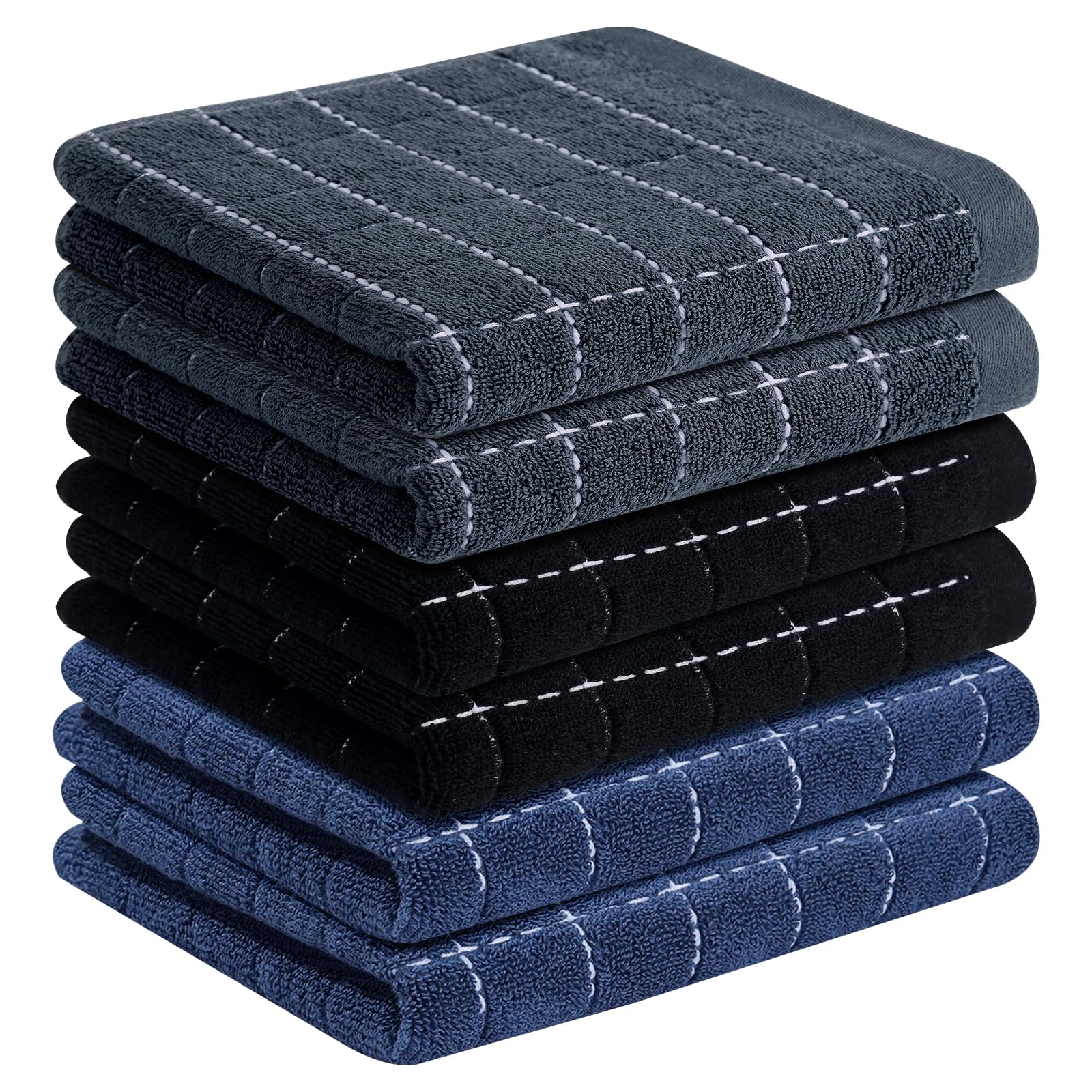 Homaxy 100% Cotton Terry Kitchen Towels, 6 Pack, Multiple Color | Ultra Soft and Absorbent Dish Towels for Kitchen, Suitable for Drying and Washing Dishes