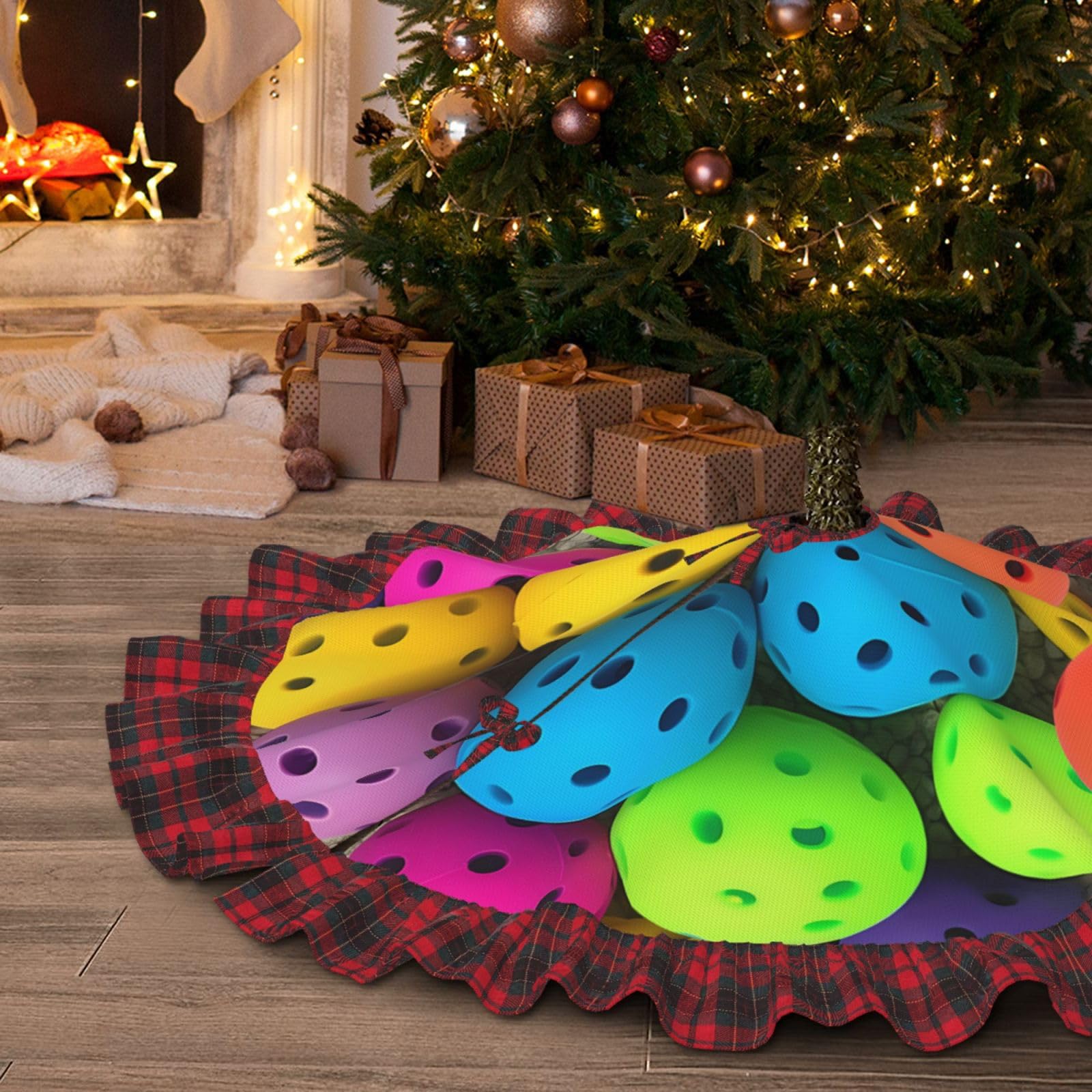 Jupe de sapin de Noël avec dentelle et motif pickleball