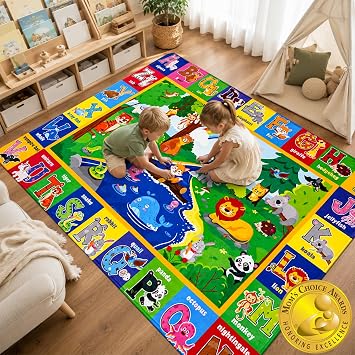 Baby Play Mat for Floor, Baby Crawling Mat Soft Surface Toddler Playmat for Babies, Non-Toxic Foldable Non-Slip ABC Mats for Kids Infants Girls Boys 59X39.4 INCH