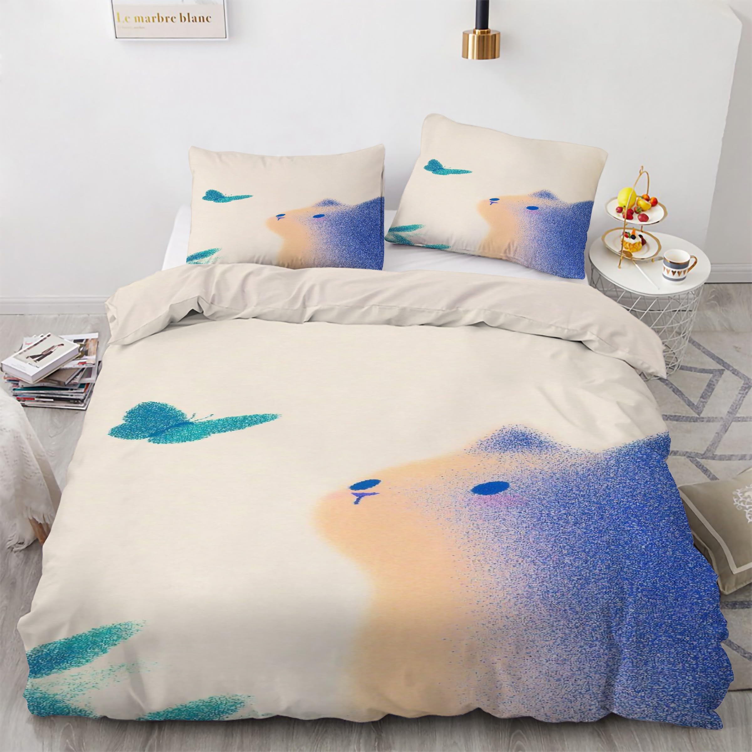 Housse de couette 200x200 dessin animé respirante anti-glissement avec zip