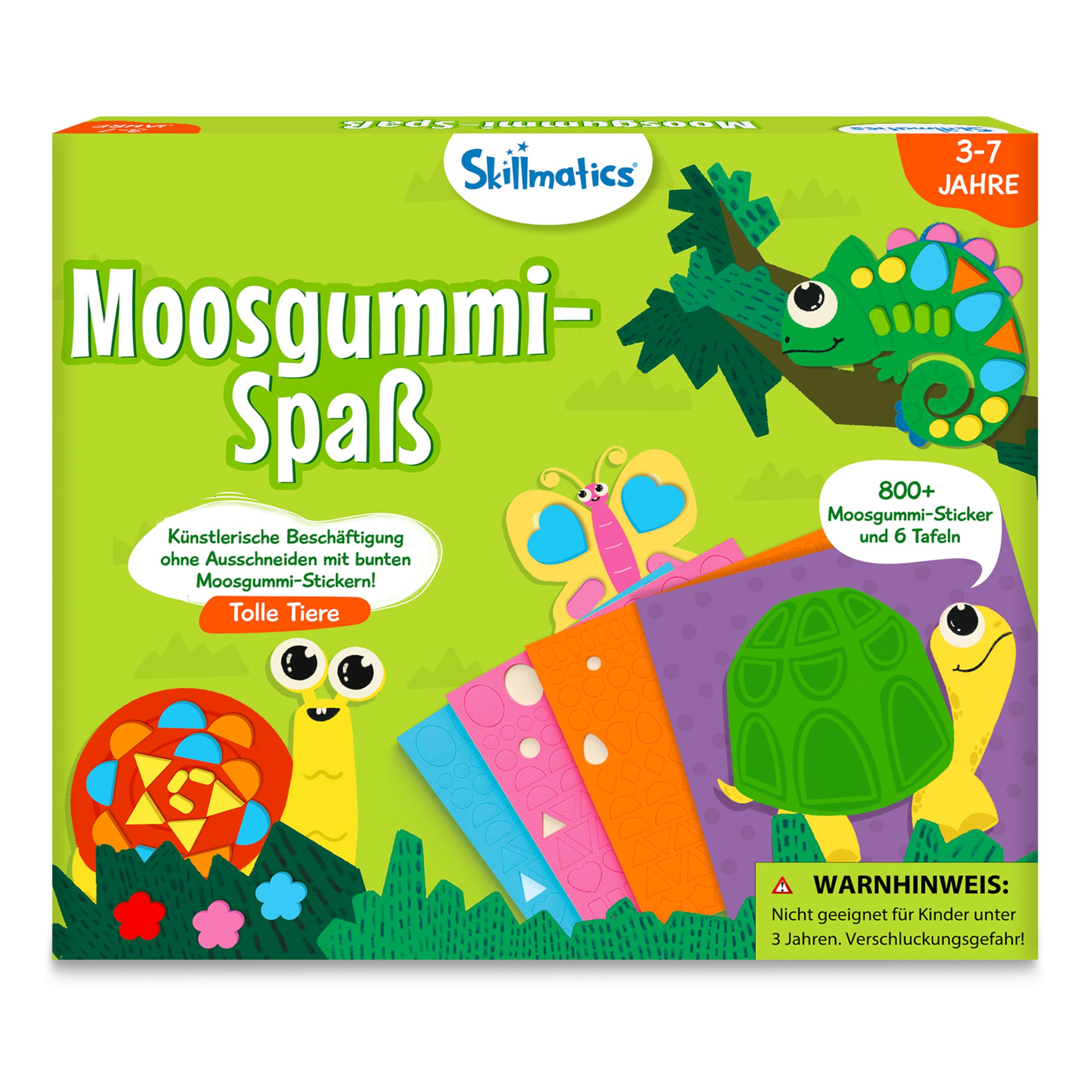 Skillmatics Kunstaktivität - Spaß mit Schaumstoff Tiere, Schmutzfreie Aufkleberkunst für Kinder, Bastelsets, kreative DIY-Aktivitäten, Geschenke für Jungen und Mädchen im Alter von 3, 4, 5, 6, 7
