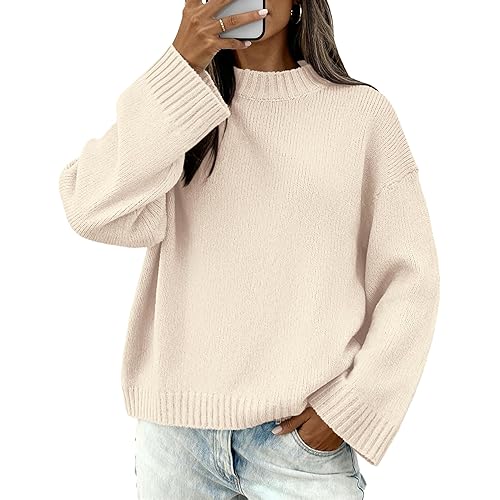BTFBM Sweaters for Women 2026 Casual Crewneck Long Sleeve Loose Ribbed Knit Pullover Sweater Winter Clothes Fall Outfits
