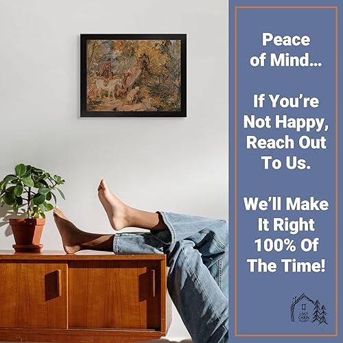 Miniatura 5 de Cabaña perdida, un boceto para los bosques acechando ciervos por John Frederick Lewis  Impresión en marco biselado negro  Reproducción de pintura de