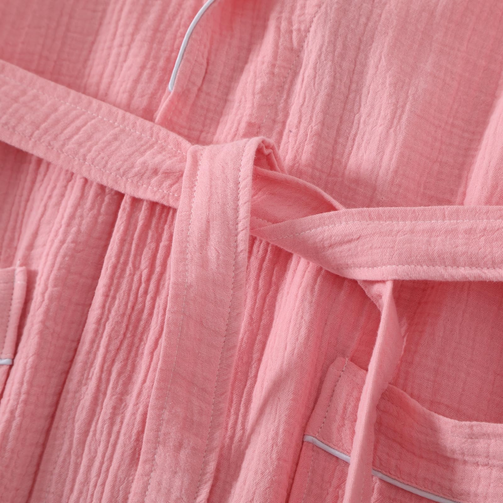 Peignoir en Gaze de Coton pour Femme Yukata Japonais Style Kimono Peignoir d'été léger à Manches Courtes,Rose,XL