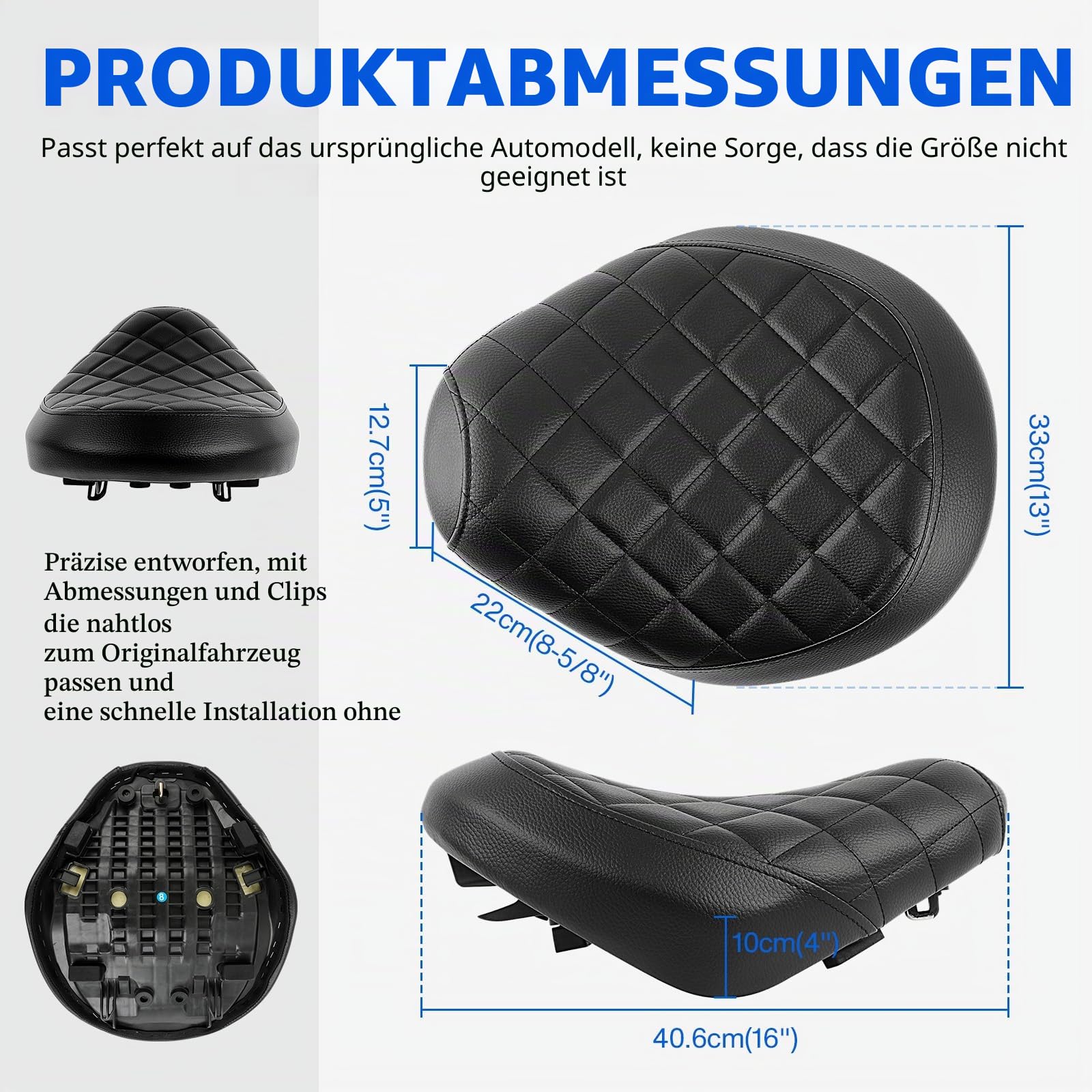 DREAMIZER Motorrad Solo-Sitz Frontfahrer Sitzkomfort Gel-Polster Stoßdämpfer Matte Kissen Motorrad Sitzkissen Kompatibel mit Honda Rebel 1100 CMX1100 2017-2025