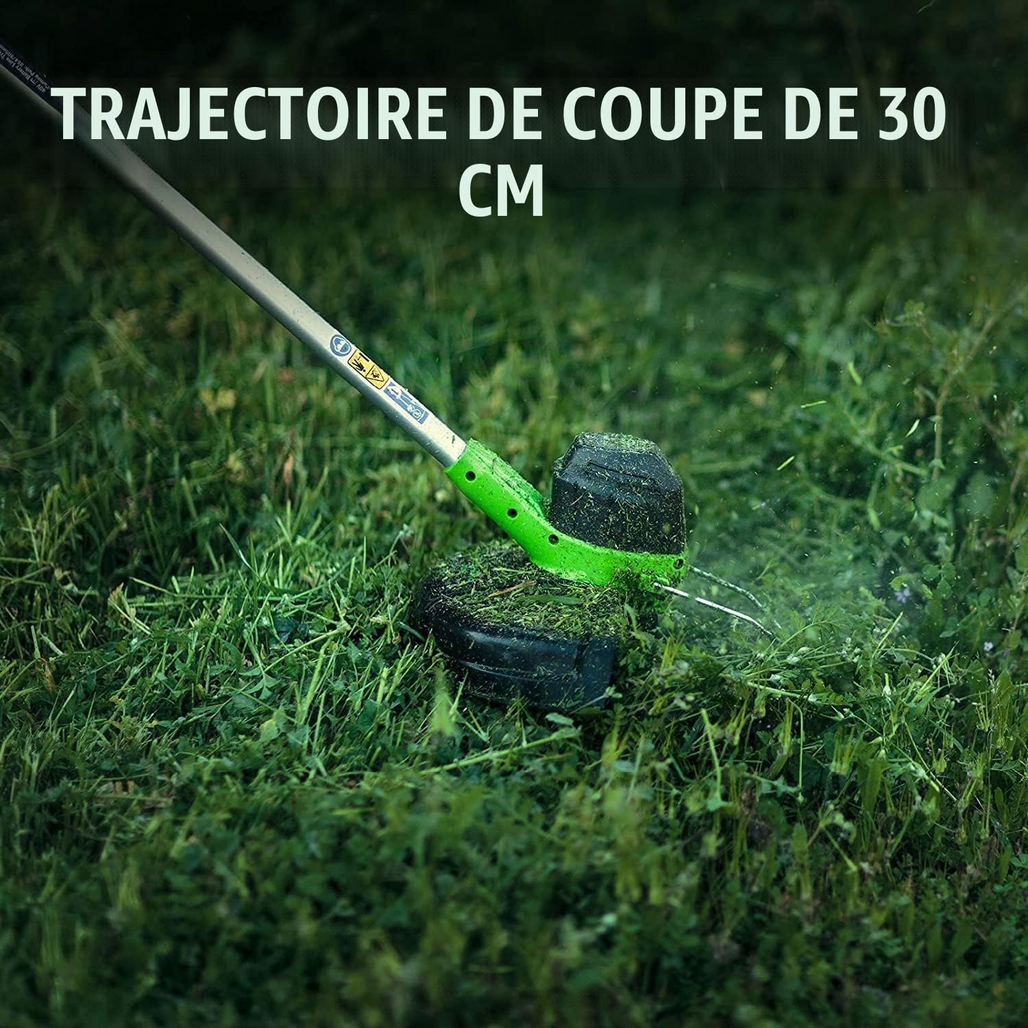 Greenworks Coupe-bordures sans fil à batterie G40LT avec 3 bobines double-fil (Li-Ion 40 V tête de moteur tournante et inclinable entraînement en aluminium sans batterie ni chargeur)