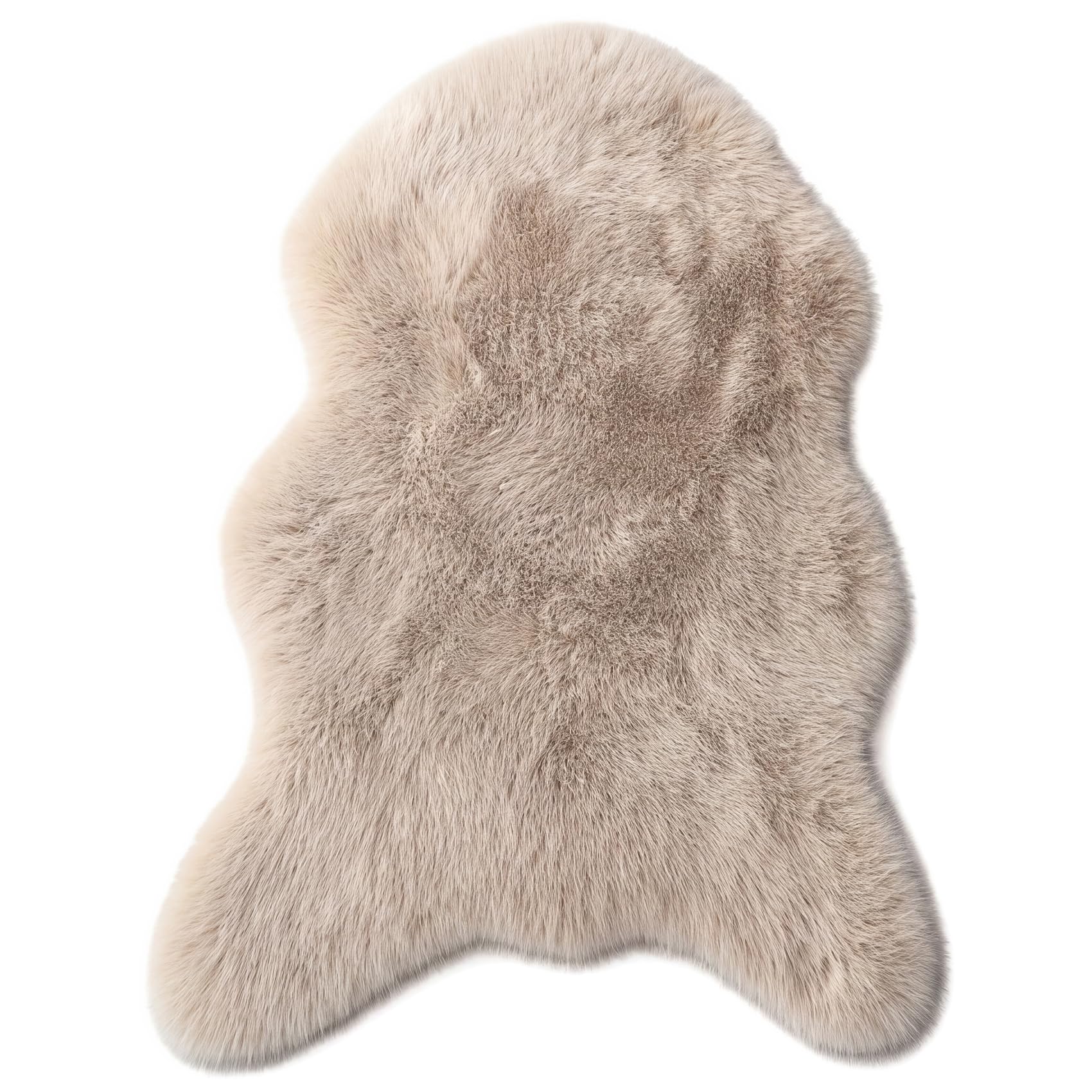 JUNMEI Faux Fox Fur Rug 60 x 100 cm Light Camel, Soft Shaggy Small Area Rug with Dotted Non-Slip Backing, Machine Washable 5 cm Pile Bedroom Rug for Nursery, Lounge and Home