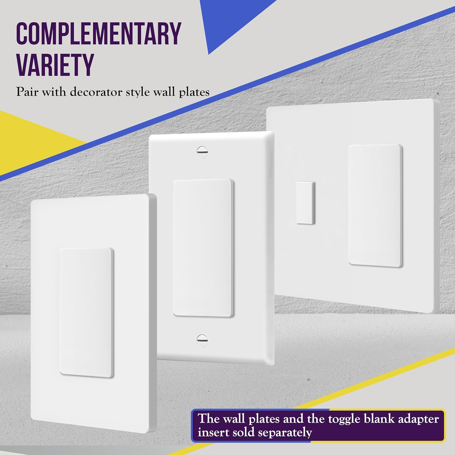 ENERLITES Blank Adapter Insert for Decorator Wall Plates, Unbreakable Polycarbonate Thermoplastic, ETL Listed, 6001-W, White, Standard/Regular