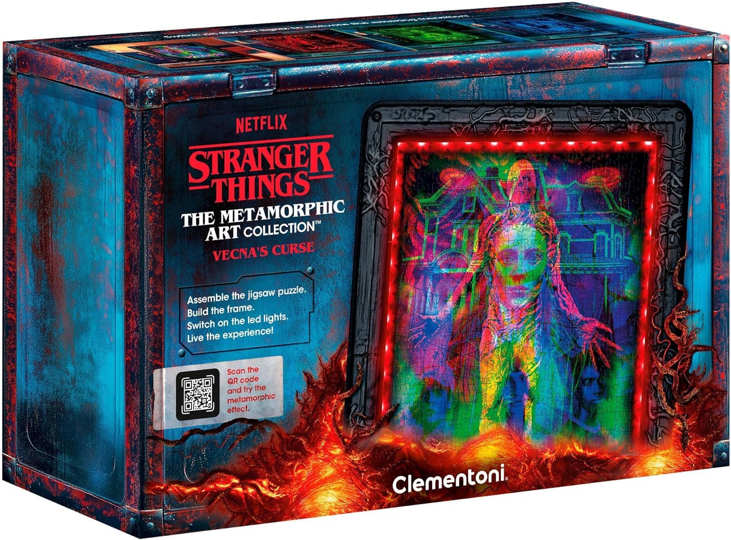 Stranger Things Metamorphic Art Collection Vecna - 520 Teile Puzzle mit beleuchtetem Rahmen - Merch-Set für Fans & Sammler - Ideal als Deko & Geschenk - 35610 von Clementoni