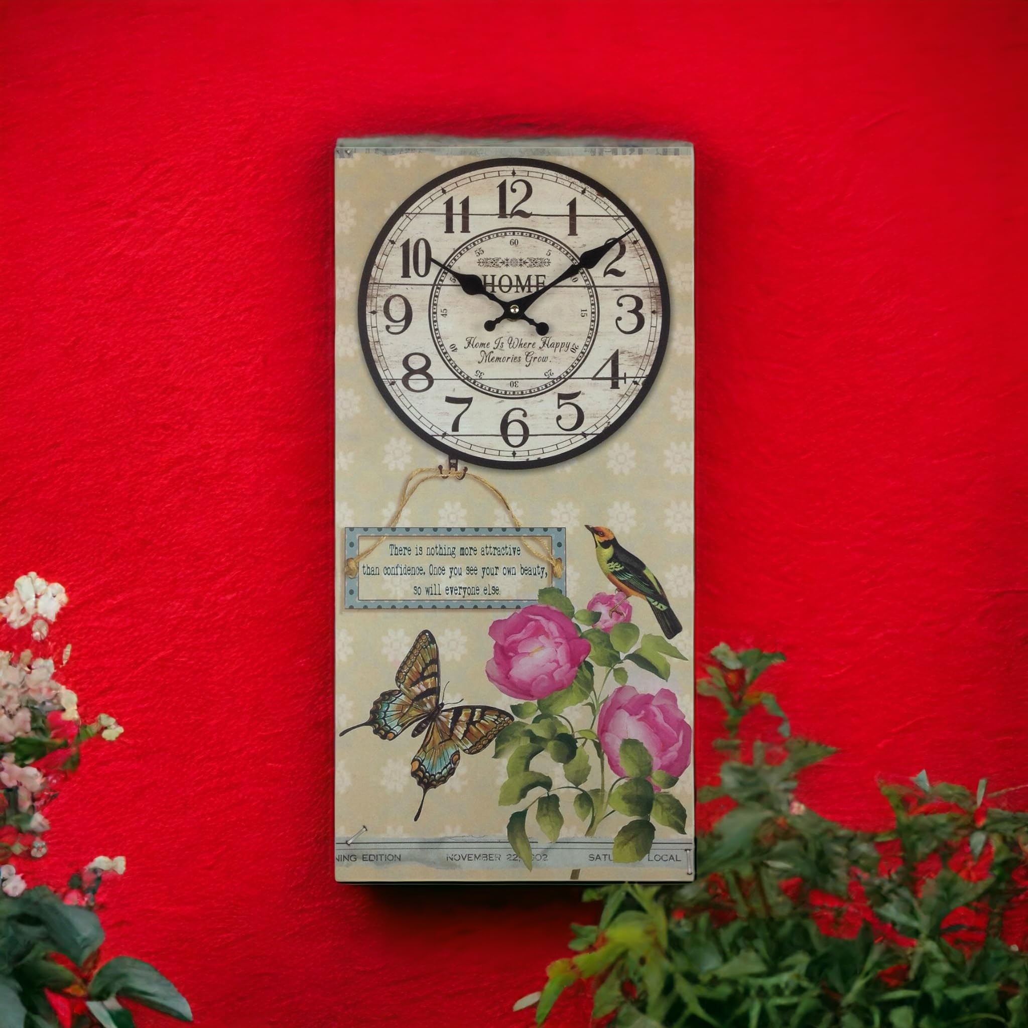 GMMH Orologio Da Parete Moderno Parigi Nostalgia – Altezza 60 Cm, Larghezza 30 Cm, Pannello MDF, Design Elegante