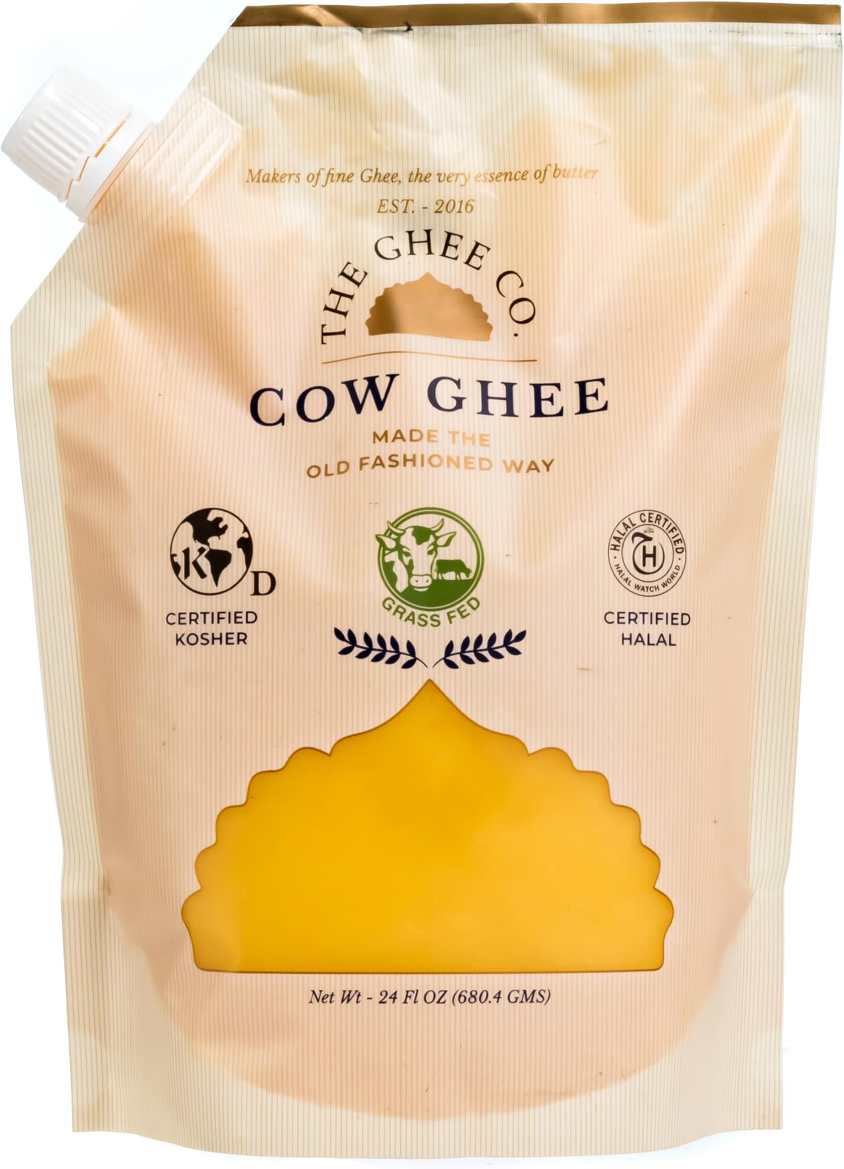 24 Fl Oz Eco refill pouch ,Crafted homestyle with Real Butter, Grass Fed, Certified Non-GMOs, Certified, Kosher & Halal , Paleo & Keto-friendly , Lactose & Casein Free, Naturally long shelf life of 36 months