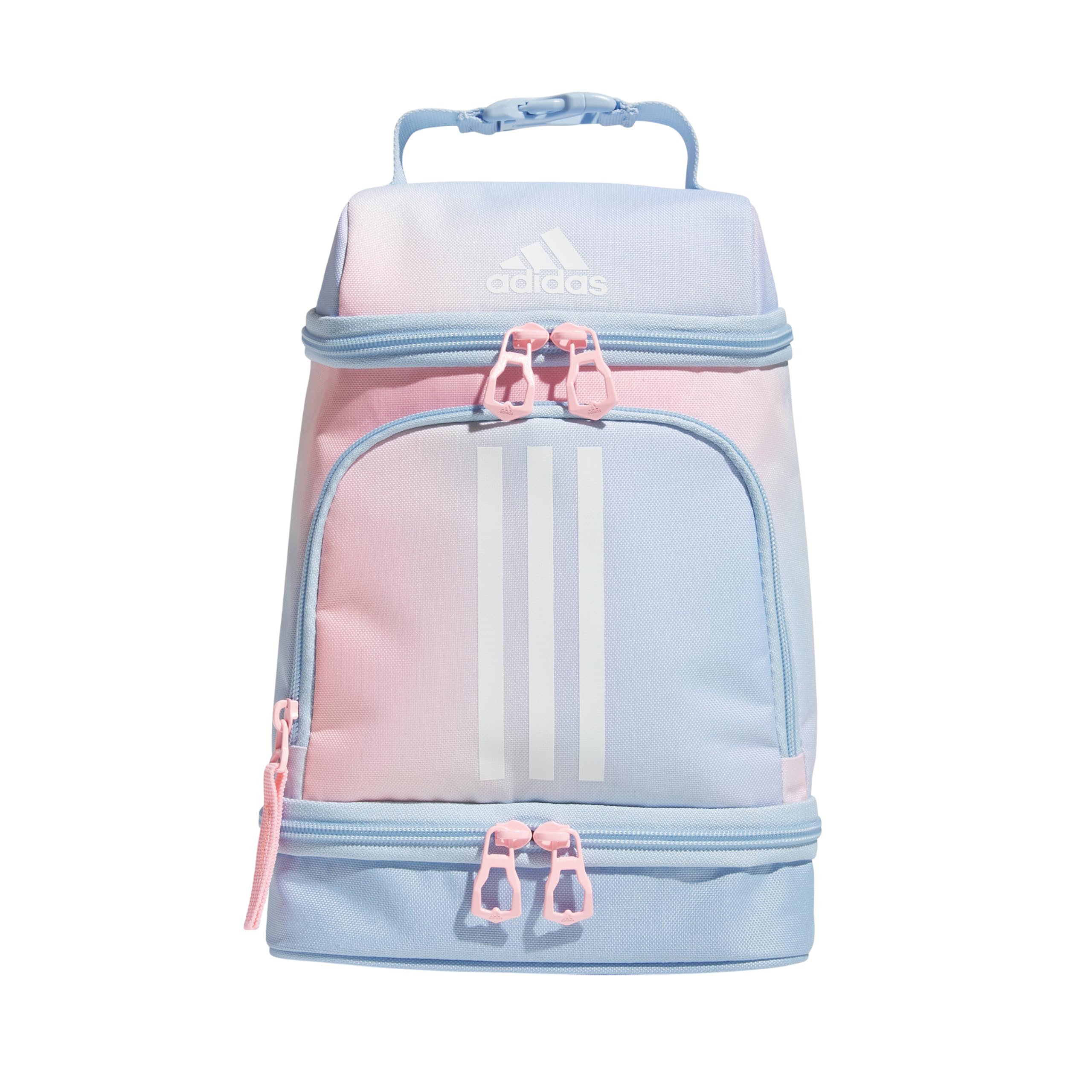 adidas Excel Bag, Cooler with Zipper, Pocket for Ice Pack, and Clip, Temperature Control Insulation, Lunch Dazed Gradient Clear Sky/Clear Sky Blue/Pink Spark, One Size