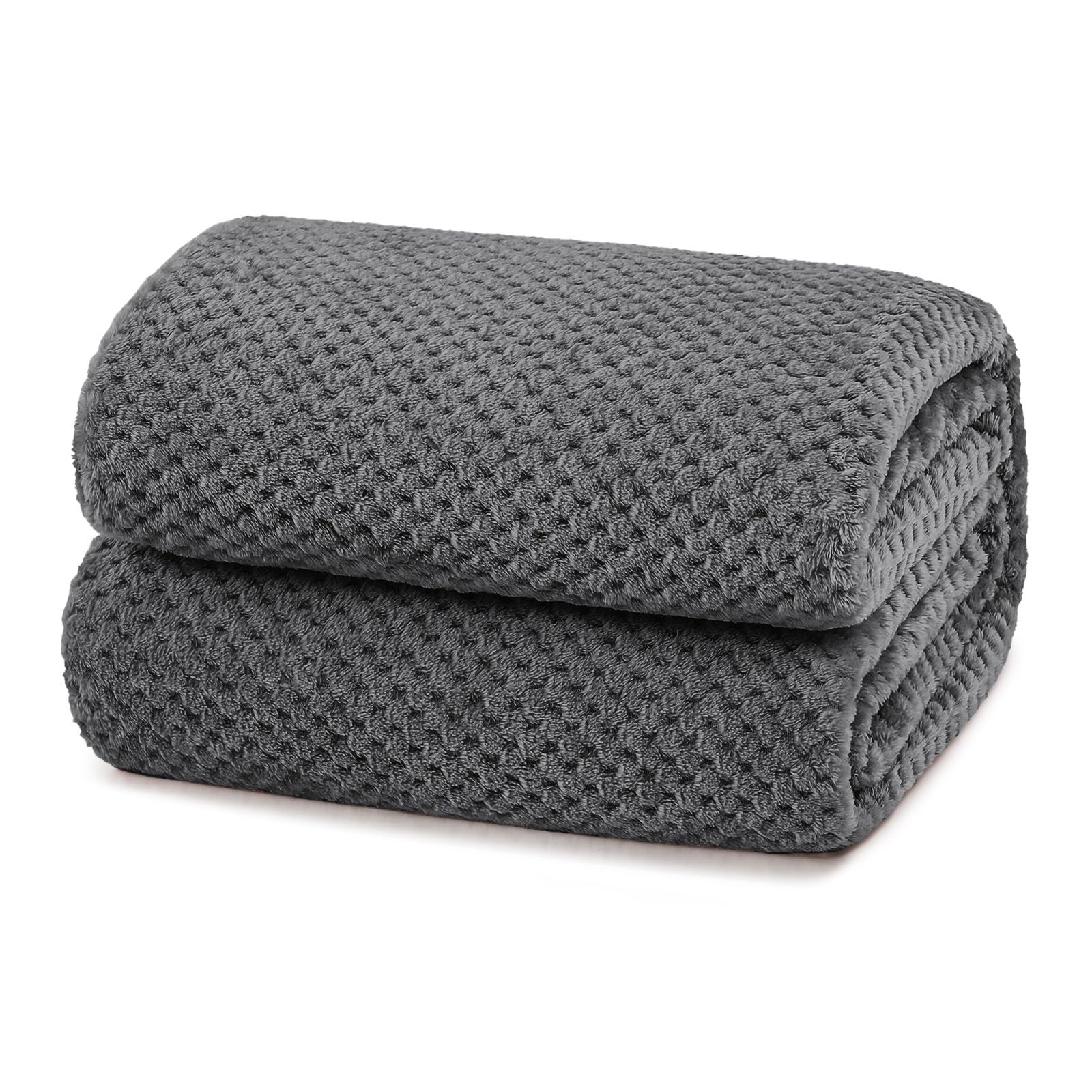 Yebeda Kuscheldecke Superweiche und Warme Fleecedecke für Sofa, Couch und Bett mit Waffel Muster, Kuschelige Angenehme Decke Wohndecke Sofadecke, 230x270 cm, Dunkelgrau