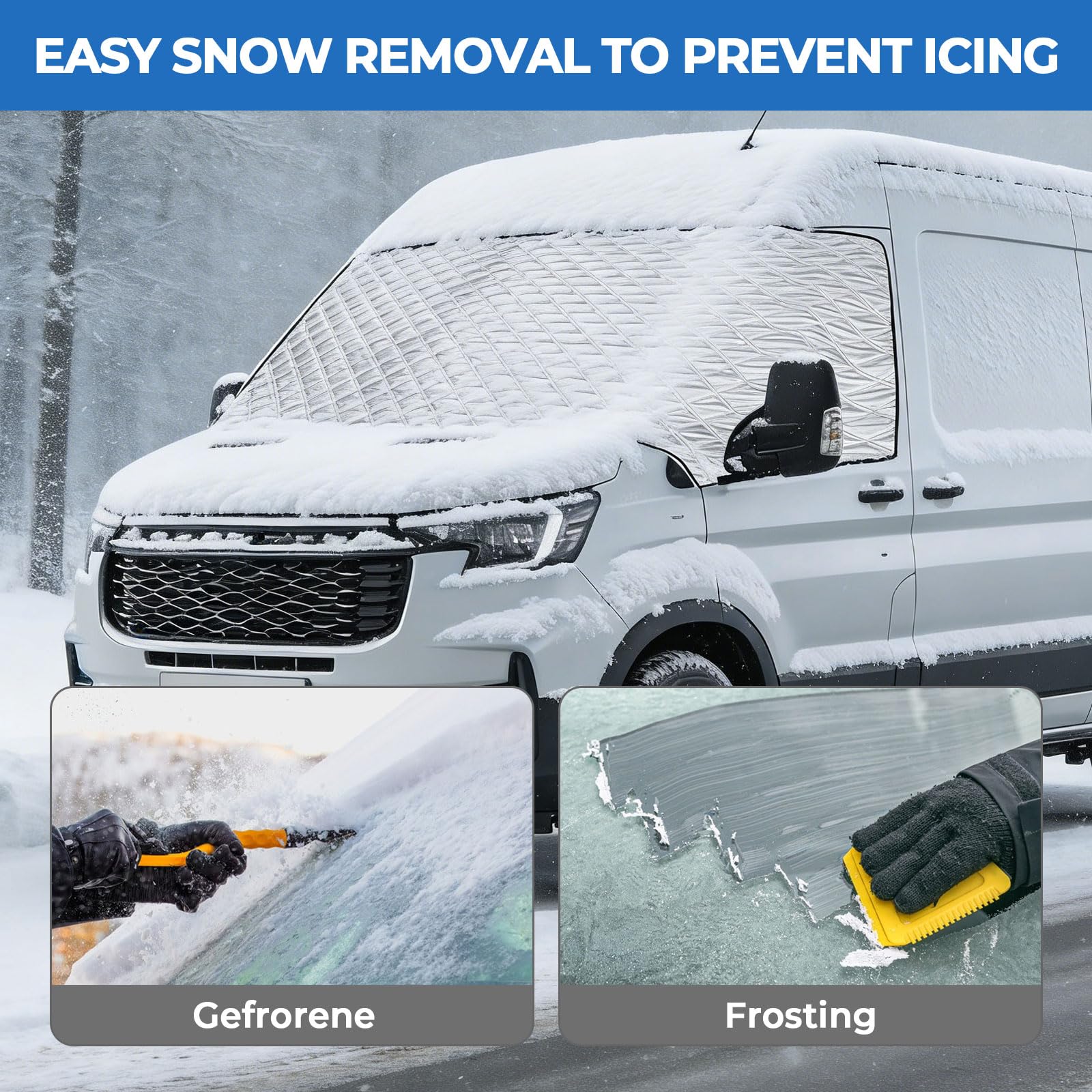 Frontscheibenabdeckung für Ford Transit MK8 MK9 2014-2026, wasserdichte Frontscheibe Sonnenschutz Auto Windschutzscheibenabdeckung Sonnenschutz Frost Schnee Schutz