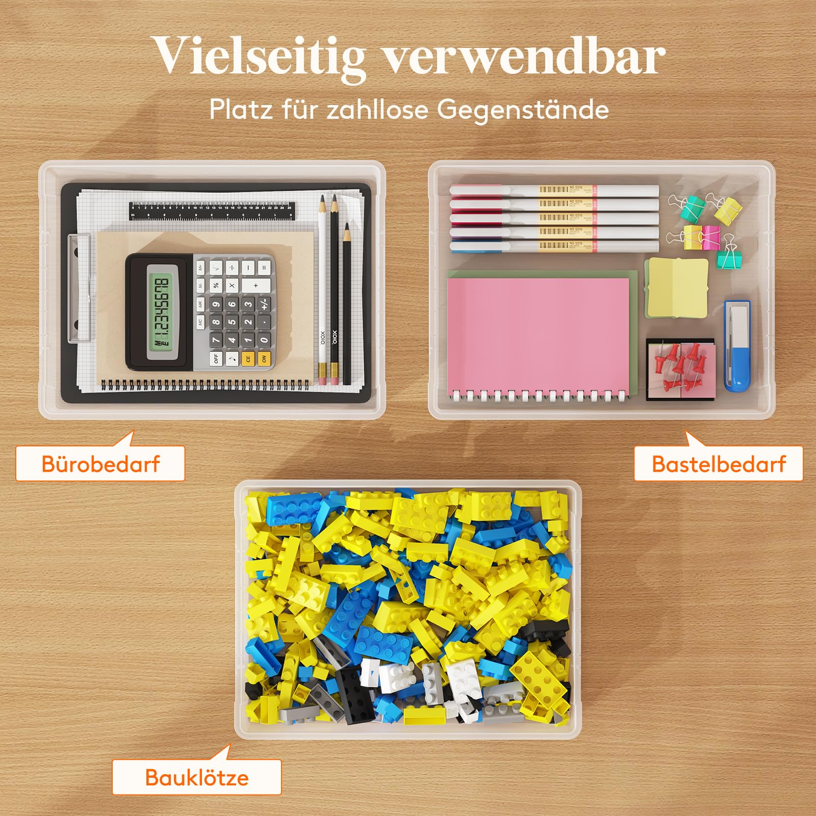 Lifewit 4 Pack 5L Aufbewahrungsbox A4 mit Deckel, Din A4 Box mit Clip-Verschlüsse, Dokumentenbox Archivbox, Storage Box für Bastelmaterial Papier Foto Künstlerbedarf Werkzeug, 32 x 23 cm/12x9, Klar
