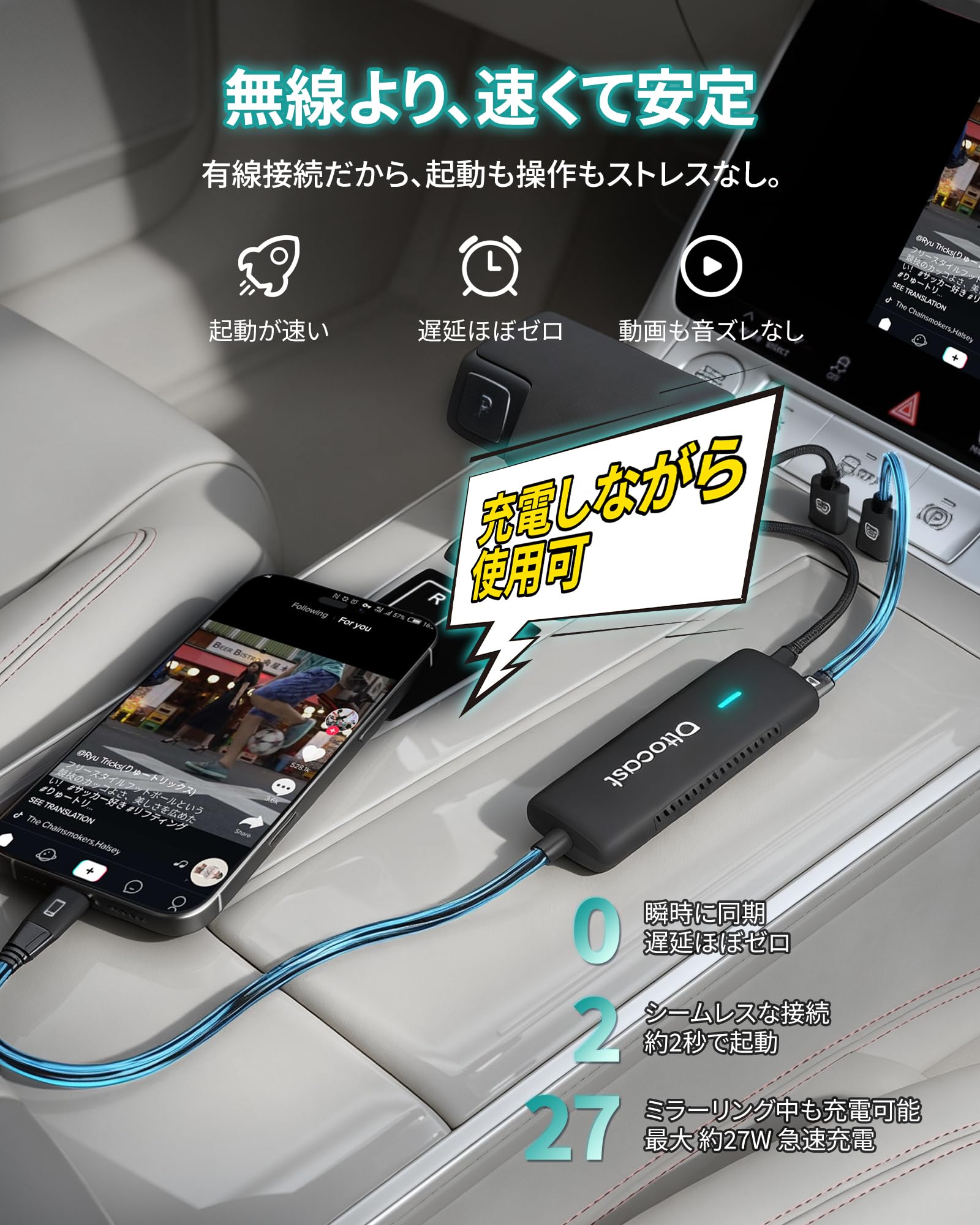 Amazon.co.jp: OTTOCAST Mirror Touch Wireless CarPlay Adapter