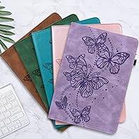 Vista 6 de Funda para Lenovo Tab M9 de 9.0 pulgadas (TB-310FU, lanzado en 2023), diseño de mariposa en relieve de piel sintética con función atril con banda