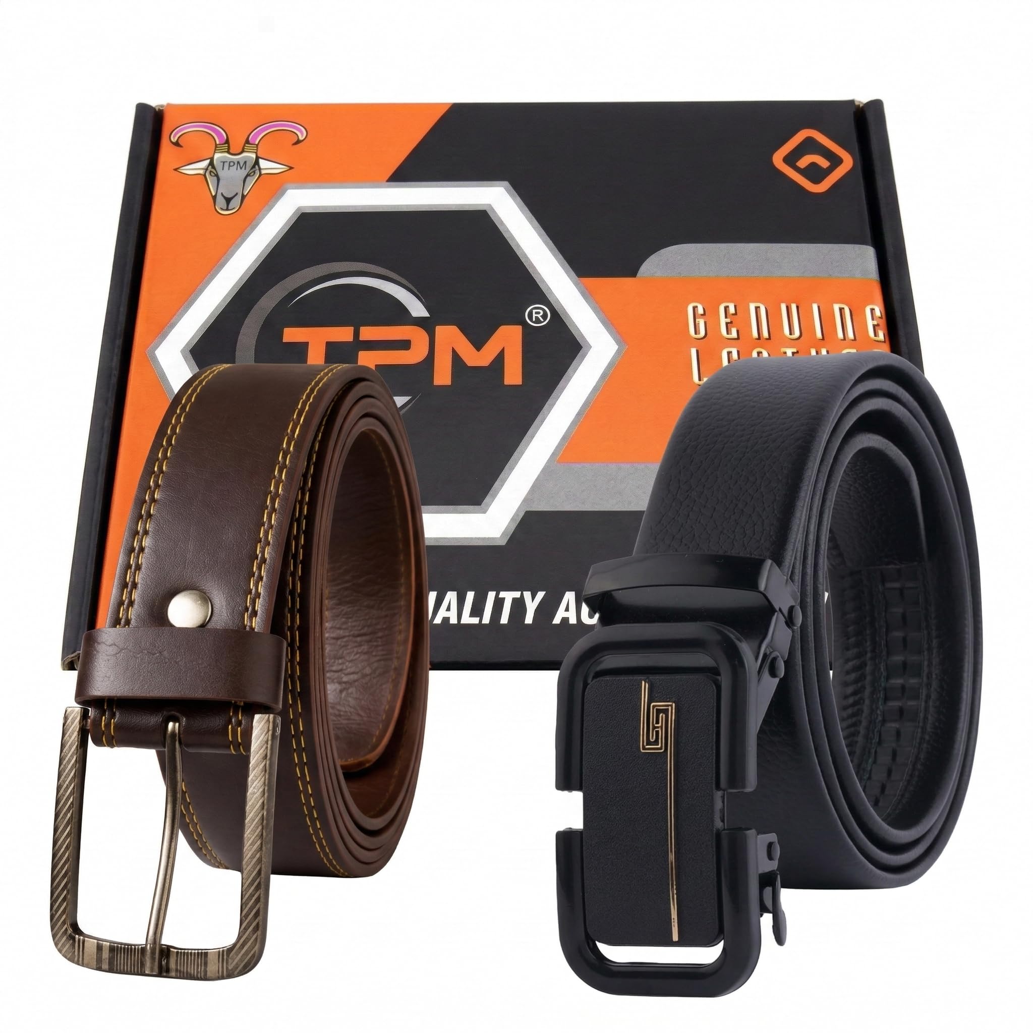 tpm Stylish Combo Belt for Men – Leather & Nylon Belt Set with Premium Buckles | Adjustable Durable Belts for Formal, Casual Wear (Pack of 2)-picture-38