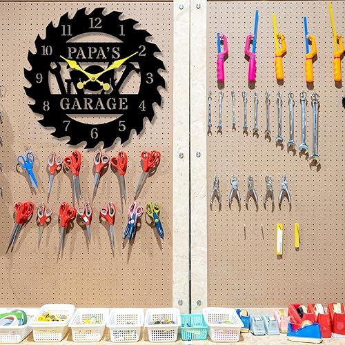 Miniatura 7 de Reloj de garaje de metal personalizado, reloj de taller de metal personalizado, decoración de pared de garaje personalizado, regalo para el día del