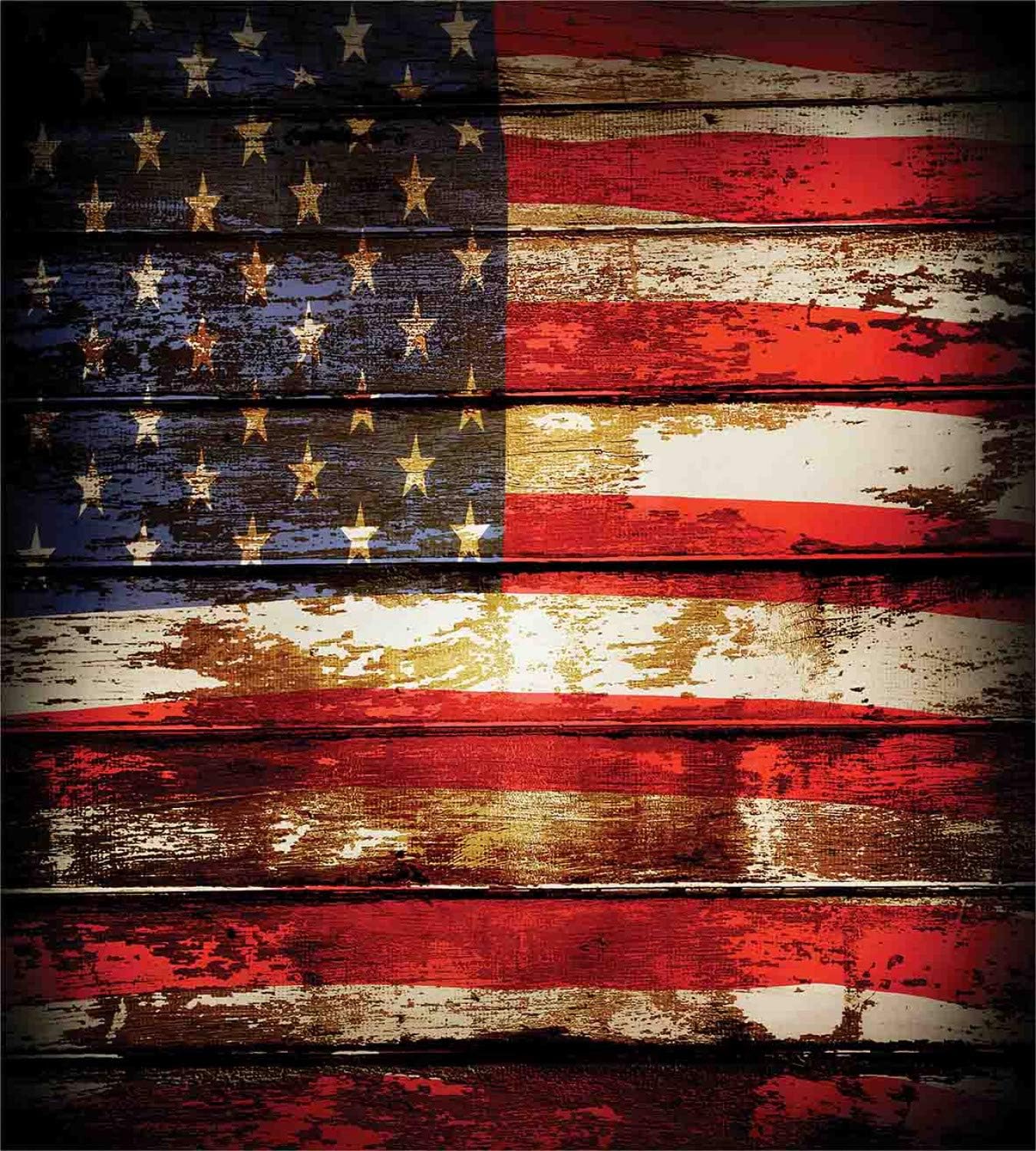 40% Off Discount Ambesonne American Flag Duvet Cover Set, Us Over Old Rusty Tones Weathered Vintage Social Plank Artwork, Decorative 3 Piece Bedding Set with 2 Pillow Shams, King Size, Red Blue