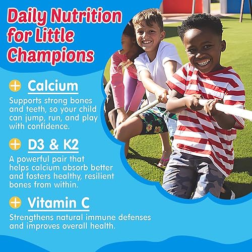 Miniatura 4 de Gomitas Omega 3 para niños + calcio, vitamina D3 y K2, C, Omega-3 DHAEPA gomitas para huesos fuertes, enfoque y memoria, apoyo inmunológico,