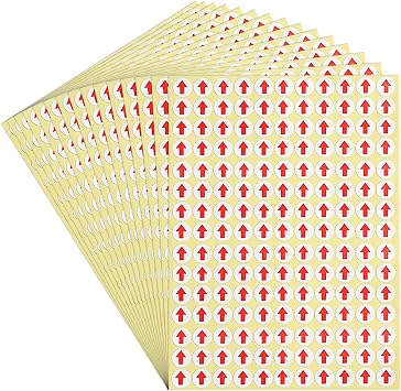 dealzEpic - Red Round Arrow Dot Stickers - Self Adhesive Peel and Stick Label | Products Inspection Defect Indicator - Pack of 15 Sheets