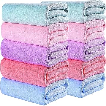 Amazon フェイスタオル 10枚セット マイクロファイバー タオル ギフト おしぼり 240匁 瞬間吸水 速乾 柔らかな 人気 業務用 34 75cm Bed Linling フェイスタオル ホーム キッチン オンライン通販
