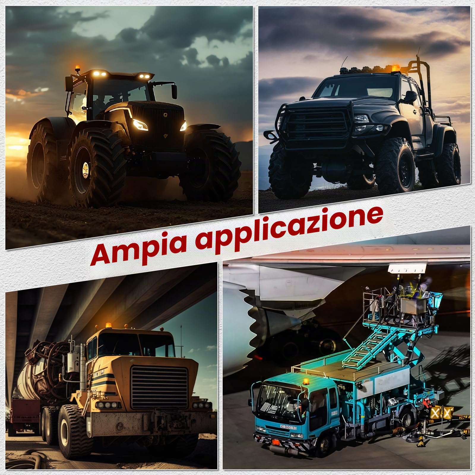 led Lampeggiante Arancione 2 Funzioni Flash Rotazione 12v/24v Lampeggianti per Trattori con 5m Cavo Alimentazione Base Magnetica, Luce Emergenza Veicoli Agricoli