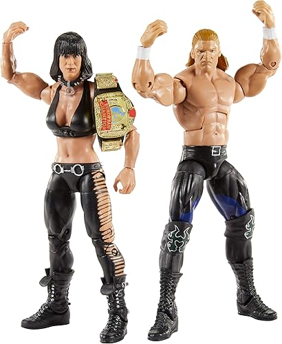 Miniatura 2 de WWE Elite Collection Paquete de 2 figuras de acción Triple H & Chyna de 6 pulgadas con 2 juegos de manos intercambiables y accesorios de