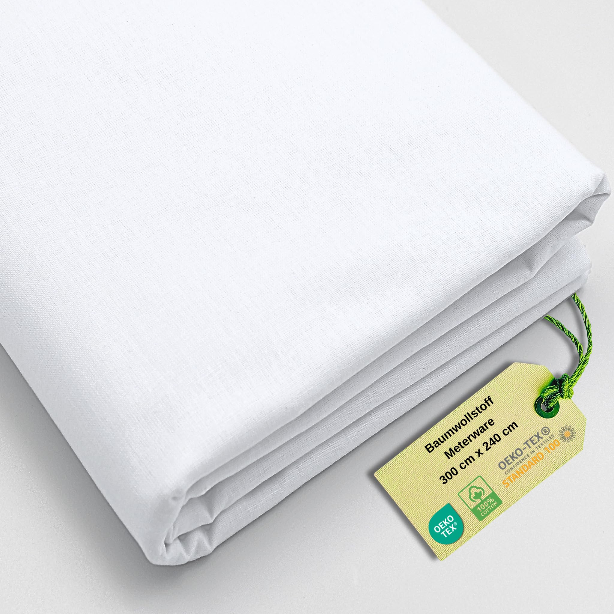 Tissu Virginia Tex - Vendu au mètre - 100 % coton - Grande largeur 240 cm - 100 % coton - Certifié Öko-Tex Standard 100 - Couleur unie - À coudre (blanc, 300 cm)