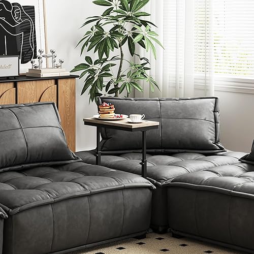 Miniatura 3 de TUTOTAK Mesa auxiliar, mesa auxiliar, mesa de sofá alta, mesa de sofá, sala de estar, dormitorio, gris TB01BG083