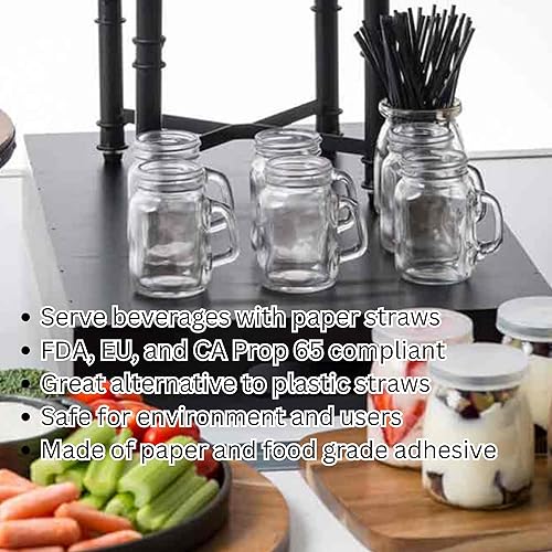 Miniatura 3 de TableCraft 100132 Pajitas de papel, 7.75 pulgadas (0.236 in), negro sólido, sin envolver, paquete de 500, un solo uso, para bebidas frías,