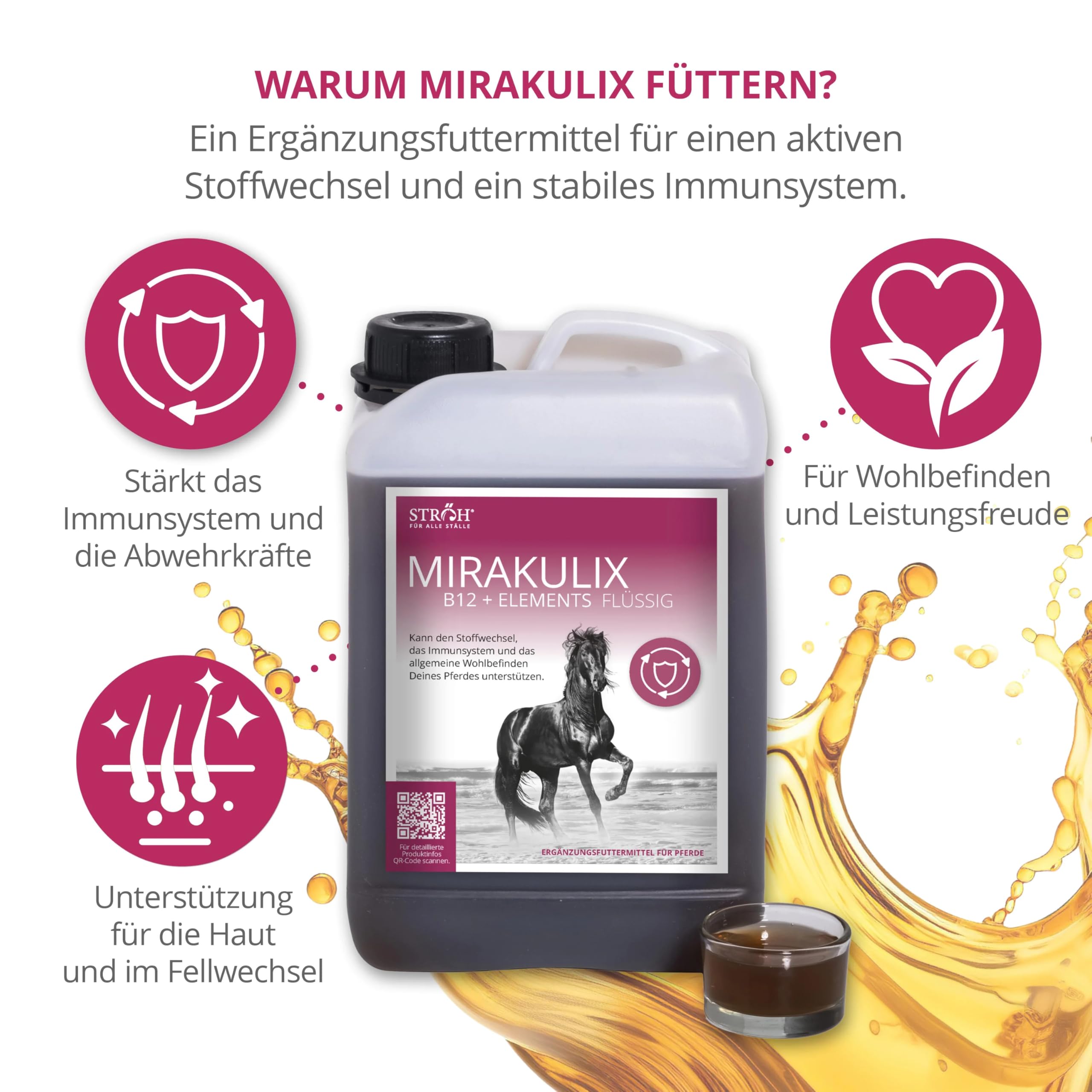 STRÖH MIRAKULIX (3l) Vitamin B12 für Pferde • Unterstützt Immunsystem & Verdauung beim Pferd • Nahrungsergänzung für Pferde