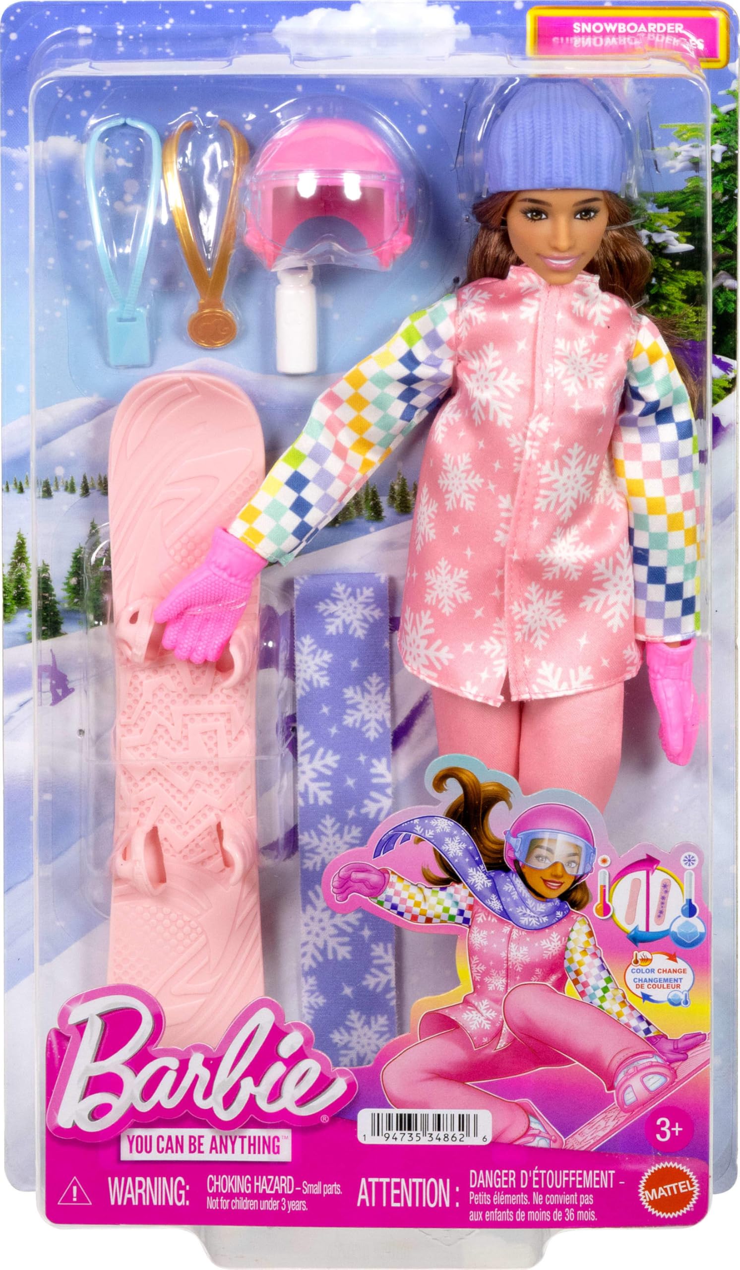 Barbie JKF78 Careers Snowboarder Doll with 10+ Accessories