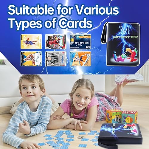 Miniatura 4 de Carpeta de tarjetas coleccionables, 4 fundas con soporte para 400 tarjetas, compatible con la mayoría de tarjetas deportivas intercambiables,