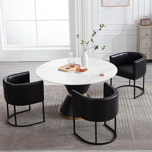 Miniatura 16 de Juego de 4 sillas de comedor de terciopelo modernas con brazos de barril y estructura de metal cromado, sillas tapizadas de cocina de 47 cm de