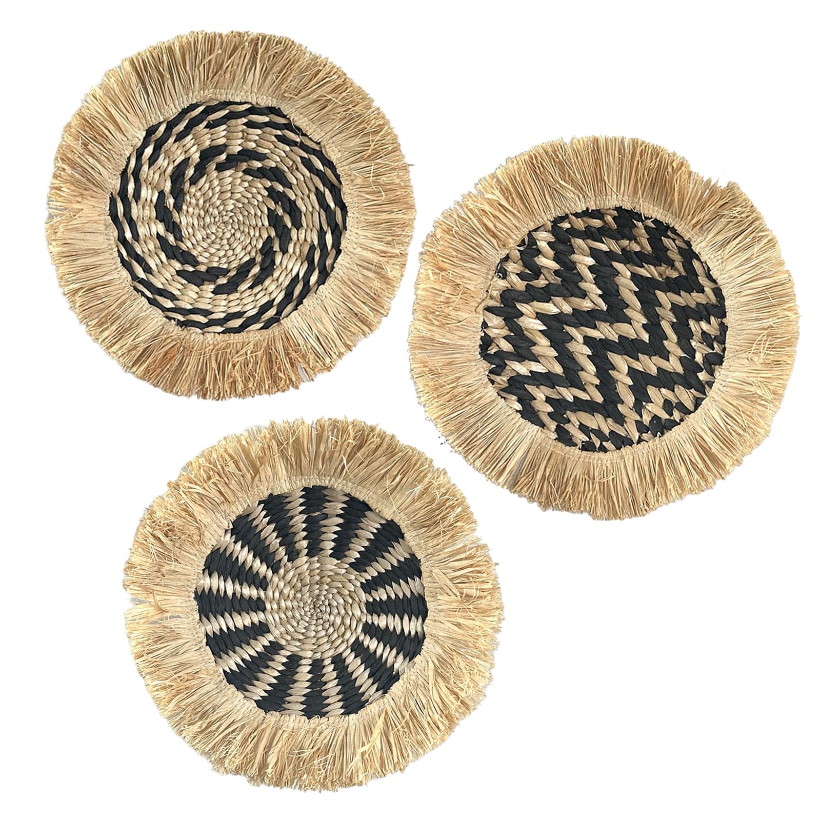 Wnvivi 3Pcs Seagrass Woven Wall Basket,Boho Seagrass Trivets Wall Decor,Decorative Grass Woven Plates for Living Room Bedroom Decor(A1)